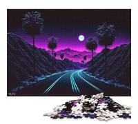 Adult Jigsaw Puzzles 500 Pieces Retrowave Midnight Run Wooden Puzzle for Adults And Teenager Sustainable Puzzle for Adults | Games 500pcs (52x38cm)