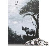 Adult Jigsaw Puzzles 500 Pieces Rhino Silhouette Puzzle for Adults And Teenager Jigsaw Puzzles for Adults Educational Game Challenge Toy 500pcs (52x38cm)