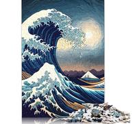 Adult Jigsaw Puzzles 500 Pieces Sea Wave Japanese Art 4 Puzzles for Adults Teenagers Teenager Man Woman Gift 500pcs (52x38cm)
