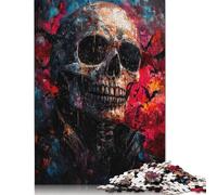 Adult Jigsaw Puzzles 500 Pieces Skull in Bats Painting Wooden Puzzles for Adults Puzzles Funny Jigsaw Puzzles 500pcs (52x38cm)