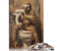 Adult Jigsaw Puzzles 500 Pieces Sloth Bath Room Phone Text Wooden Puzzle for Adults And Teenager Sustainable Puzzle for Adults | Games 500pcs (52x38cm)