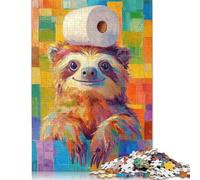 Adult Jigsaw Puzzles 500 Pieces Sloth with Toilet Paper Puzzles for Adults & Teenager Educational Games 500pcs (52x38cm)