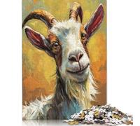 Adult Jigsaw Puzzles 500 Pieces Smiling Goat Portrait Painting Puzzle for Adults And Teenager Jigsaw Puzzles for Adults Educational Game Challenge Toy 500pcs (52x38cm)