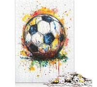 Adult Jigsaw Puzzles 500 Pieces Soccer Ball Splash Art Puzzle for Adults And Teenager Jigsaw Puzzles for Adults 500pcs (52x38cm)