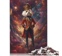 Adult Jigsaw Puzzles 500 Pieces Space Dog in Uniform Cosmic Nutcracker Maltese Dog Puzzles for Teenagers Gifts Home Educational Games DIY Toys 500pcs (52x38cm)