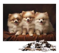 Adult Jigsaw Puzzles 500 Pieces Three Pomeranian Dogs Wooden Puzzle Jigsaws for Adults Jigsaw Puzzles for Adults 500pcs (52x38cm)