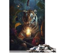 Adult Jigsaw Puzzles 500 Pieces Tiger Cub Magical Lamp Wooden Puzzles for Adults Puzzles Brain Teaser Puzzle 500pcs (52x38cm)
