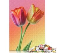 Adult Jigsaw Puzzles 500 Pieces Two Colorful Tulips Fine Art Nature Puzzles for Adults Teenagers Teenager Man Woman Gift 500pcs (52x38cm)