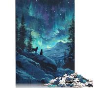 Adult Jigsaw Puzzles 500 Pieces Two Wolves Howling Wooden Puzzle for Adults And Teenager Sustainable Puzzle for Adults | Games 500pcs (52x38cm)