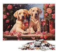 Adult Jigsaw Puzzles 500 Pieces Valentines Labradors Wooden Puzzles for Adults Puzzles Brain Teaser Puzzle 500pcs (52x38cm)