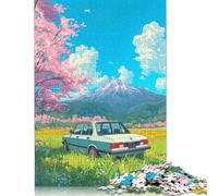 Adult Jigsaw Puzzles 500 Pieces Vintage Car in Spring Japanese Wooden Puzzles for Adults Sustainable Puzzle Games 500pcs (52x38cm)