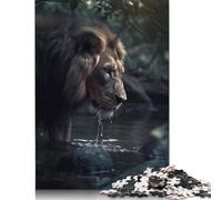 Adult Jigsaw Puzzles 500 Pieces Water Drinking Lion Wooden Puzzle Jigsaws for Adults Jigsaw Puzzles for Adults 500pcs (52x38cm)