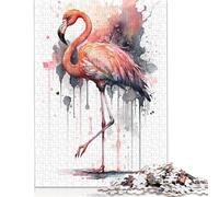 Adult Jigsaw Puzzles 500 Pieces Watercolor Flamingo Bird Puzzle for Adults And Teenager Jigsaw Puzzles for Adults Educational Game Challenge Toy 500pcs (52x38cm)