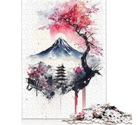 Adult Jigsaw Puzzles 500 Pieces Watercolors Japanese 9 Wooden Puzzle Jigsaws for Adults Jigsaw Puzzles for Adults 500pcs (52x38cm)
