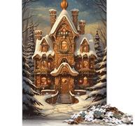 Adult Jigsaw Puzzles 500 Pieces Xmas Gingerbread House Puzzles for Adults & Teenager Educational Games 500pcs (52x38cm)