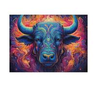 Adult Jigsaw Puzzles 52x38cm/1000pcs Colorful Bull Illustration -2 Puzzles for Adults Hands-on Game Enhance Memory Gifts for Friends And Family 52x38cm/1000pcs