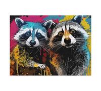 Adult Jigsaw Puzzles 52x38cm/1000pcs Colorful Raccoon Duo Artwork Puzzles for Adults Hands-on Game Enhance Memory Gifts for Friends And Family 52x38cm/1000pcs