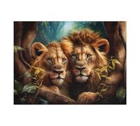 Adult Jigsaw Puzzles 52x38cm/1000pcs Jungle Lions in Shadows Puzzle for Adults Brain Teaser Game Wall Decoration Birthday Present, Gifts, 52x38cm/1000pcs