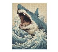 Adult Jigsaw Puzzles 52x38cm/1000pcs Shark Japan Great Wave Jigsaw for Adults Relax Games Presents for Women Birthday Present, Gifts, 52x38cm/1000pcs