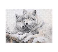 Adult Jigsaw Puzzles 52x38cm/1000pcs Two Wolves Resting in Snow Puzzles for Adults Hands-on Game Enhance Memory Gifts for Friends And Family 52x38cm/1000pcs