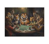 Adult Jigsaw Puzzles 52x38cm/1000pcs Wild Creatures Engage in High-Stakes Poker Night Puzzles for Adults Hands-on Game Enhance Memory Gifts for Friends And Family 52x38cm/1000pcs