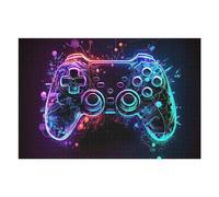 Adult Jigsaw Puzzles 75x50cm/1000pcs Neon Gaming Controller Artwork -3 Puzzles for Adults Hands-on Game Enhance Memory Gifts for Friends And Family 75x50cm/1000pcs