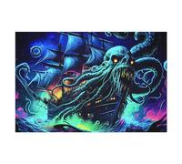 Adult Jigsaw Puzzles 75x50cm/1000pcs Octopus Attacking Ship in Dark Ocean Jigsaw for Adults Relax Games Presents for Women Birthday Present, Gifts, 75x50cm/1000pcs