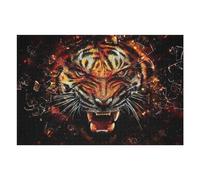 Adult Jigsaw Puzzles 75x50cm/1000pcs Roaring Tiger Breaks Through Glass -2 Puzzle for Adults Brain Teaser Game Wall Decoration Birthday Present, Gifts, 75x50cm/1000pcs