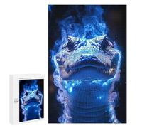 Adult Jigsaw Puzzles1000 PCS Blue Alligator with Smoke Adult Jigsaw Puzzles For Family Fun Fun Activities at Home Gifts for Friends And Family 1000 PCS