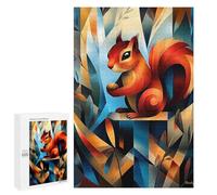 Adult Jigsaw Puzzles1000 PCS Contemporary Cubist Take on Dürers Squirrel Study - Modern Wildlife Wall Art Adult Puzzles Toy Wall Decor Difficult Challenge Unique Birthday And Xmas Gifts 1000 PCS