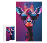 Adult Jigsaw Puzzles1000 PCS Cool Vibrant Neon Giraffe Portrait Adult Puzzles Toy Wall Decor Difficult Challenge Unique Birthday And Xmas Gifts 1000 PCS