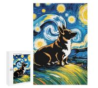 Adult Jigsaw Puzzles1000 PCS Cute Corgi at Night Adult Jigsaw Puzzles For Family Fun Fun Activities at Home Gifts for Friends And Family 1000 PCS