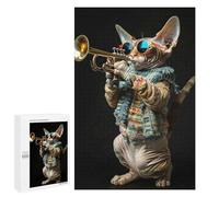 Adult Jigsaw Puzzles1000 PCS Devon Rex Trumpet Puzzle for Adults Hands-on Game Perfect Decoration Christmas Birthday Gifts 1000 PCS