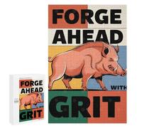 Adult Jigsaw Puzzles1000 PCS Forge Ahead With Grit Wild Boar Illustration Adult Puzzles Toy Wall Decor Difficult Challenge Unique Birthday And Xmas Gifts 1000 PCS