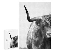 Adult Jigsaw Puzzles1000 PCS Highland Cow Black & White Adult Jigsaw Puzzles For Family Fun Fun Activities at Home Gifts for Friends And Family 1000 PCS