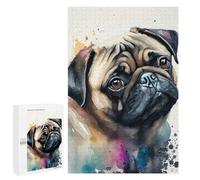 Adult Jigsaw Puzzles1000 PCS Pug Watercolor Dog Adult Puzzles Toy Wall Decor Difficult Challenge Unique Birthday And Xmas Gifts 1000 PCS