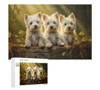 Adult Jigsaw Puzzles1000 PCS Three West Highland White Terriers Puzzle for Adults Hands-on Game Perfect Decoration Christmas Birthday Gifts 1000 PCS