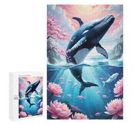 Adult Jigsaw Puzzles1000 PCS Whale Breaching Floral Seascape Adult Puzzles Toy Wall Decor Difficult Challenge Unique Birthday And Xmas Gifts 1000 PCS