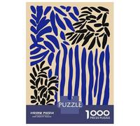 Adult Jigsaw Puzzles1000 Pieces Abstract Blue And Black Botanical Art Puzzle for Adults DIY Toys Perfect Decoration Unique Birthday And Xmas Gifts 52x38cm/1000pcs