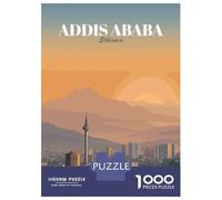 Adult Jigsaw Puzzles1000 Pieces Addis Ababa, Ethiopia Cityscape Art Puzzle for Adults DIY Toys Perfect Decoration Unique Birthday And Xmas Gifts 38x26cm/1000pcs