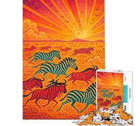 Adult Jigsaw Puzzles1000 Pieces African Animals Migration at Sunset Jigsaw 1000 Pieces Home Decoration Toys Difficult Challenge Gifts for Friends And Family (38x52cm)