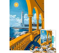 Adult Jigsaw Puzzles1000 Pieces Alexandria Lighthouse View for Educational Game Challenge Toy Hands-on Game For Family Fun Funny Gifts (Size 38x52cm)