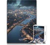 Adult Jigsaw Puzzles1000 Pieces Amsterdam City Netherlands Night View Beautiful Design Game Analysis And Logic Secret Santa Gifts Size 38x26cm