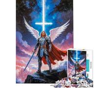 Adult Jigsaw Puzzles1000 Pieces Angelic Warrior Archangel Michael Educational Challenge Difficult Challenge Fun Games for Ages 14 And over (50X75CM)