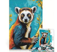 Adult Jigsaw Puzzles1000 Pieces Animal Colorful Lemur, Educational Toy, Pattern Assembly, with Matching Poster And Trivia Sheet 50x75cm