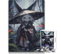 Adult Jigsaw Puzzles1000 Pieces Anime Fox Character in Rainy Forest Toy Intellectual Game Home Decoration Secret Santa Gifts Size 50x75cm