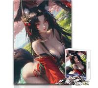 Adult Jigsaw Puzzles1000 Pieces Anime Fox Girl in Red Kimono Beautiful Design Game Analysis And Logic Secret Santa Gifts Size 50x75cm