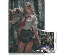 Adult Jigsaw Puzzles1000 Pieces Anime Girl And The Wolf Beautiful Design Game Analysis And Logic Secret Santa Gifts Size 50x75cm