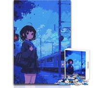 Adult Jigsaw Puzzles1000 Pieces Anime Girl at Train Station Beautiful Design Game Analysis And Logic Secret Santa Gifts Size 38x52cm