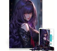 Adult Jigsaw Puzzles1000 Pieces Anime Girl with Purple Hair And Crown Fine Cut Art, Problem Solve Fun, Cozy Time Play, Christmas Wall Art (50x75cm)